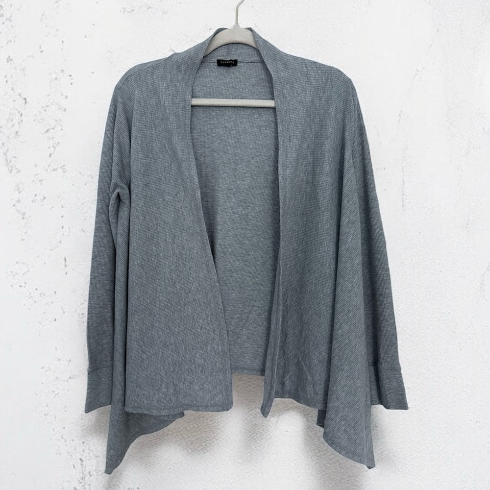 Talbots Women's Gray Ribbed Open Cardigan Size M